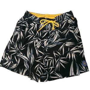 Banana Boat Swim Shorts Mens Sz S Black UV PRO Tropical Island Floral Beach